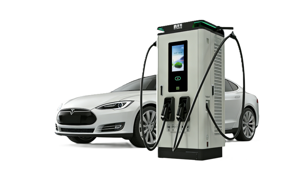 Industrial DC fast charging station for electric vehicle fleet operations.